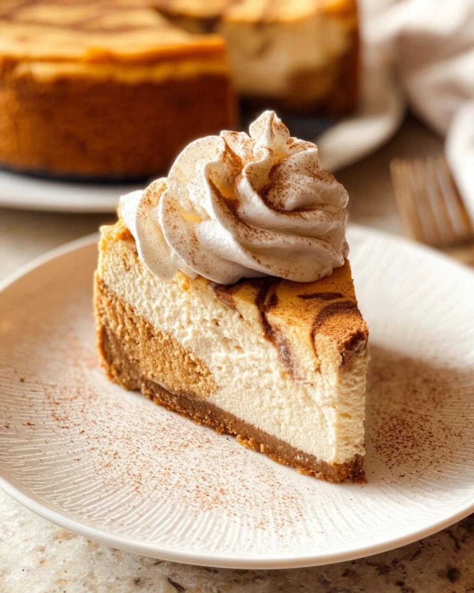 Pumpkin Swirl Cheesecake With Cinnamon Whipped Cream
