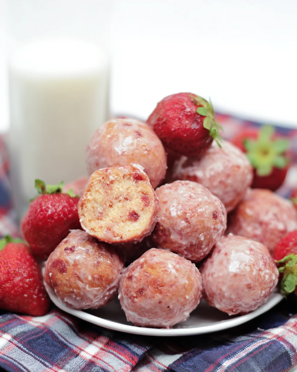 Strawberry Donut Holes 7 Strawberry Donut Holes