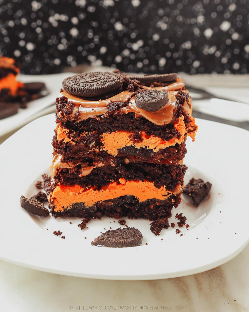 Oreo Layered Halloween Brownies