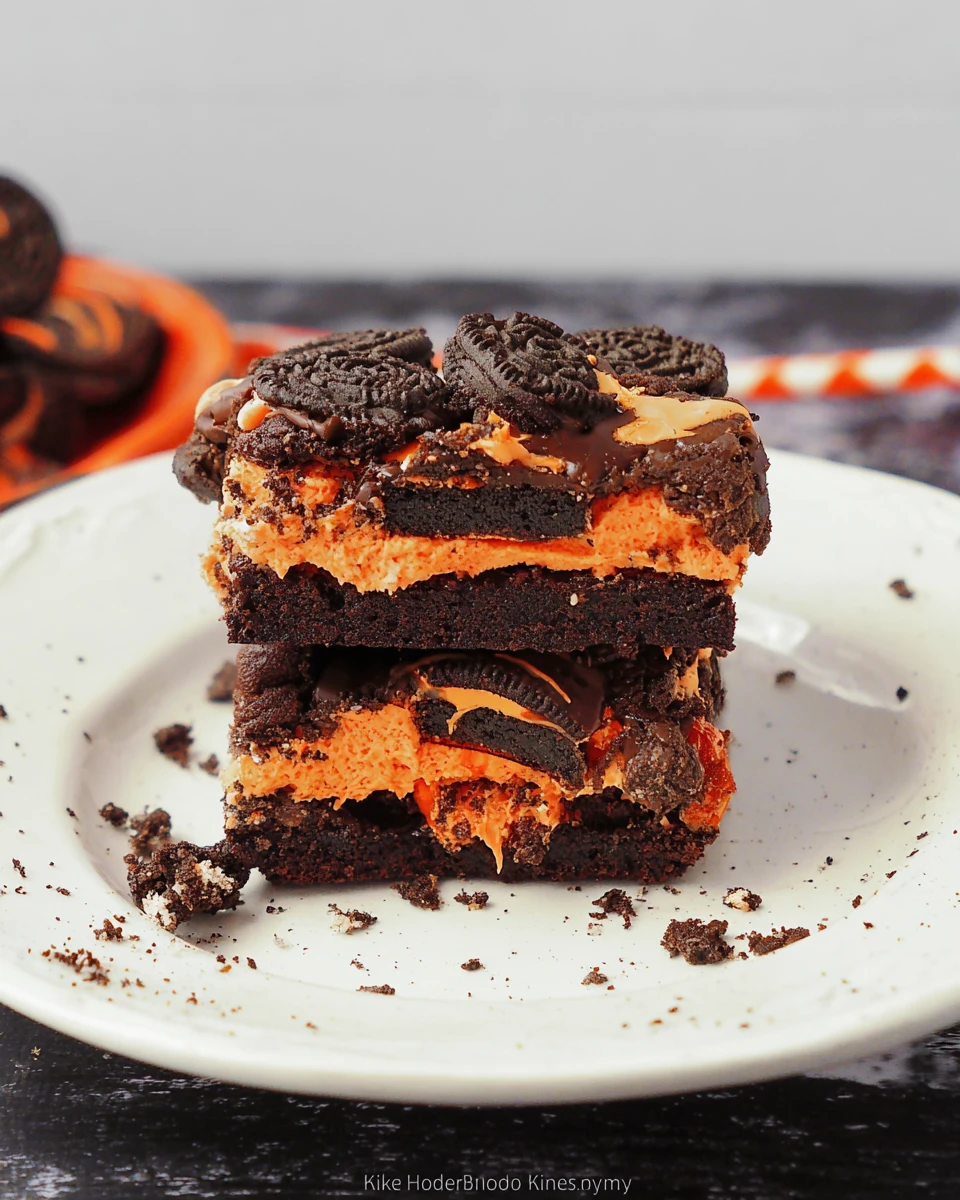 Oreo Layered Halloween Brownies