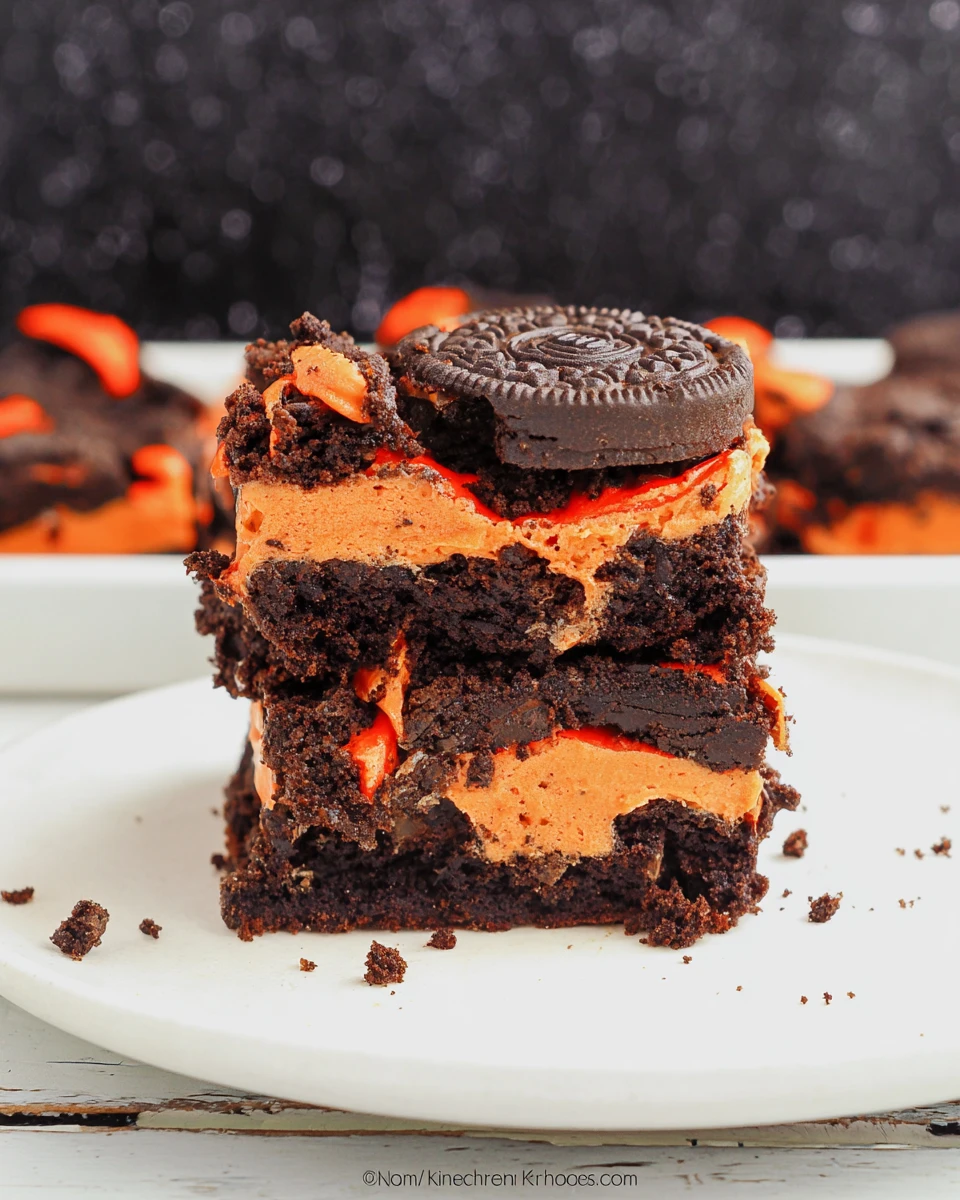 Oreo Layered Halloween Brownies