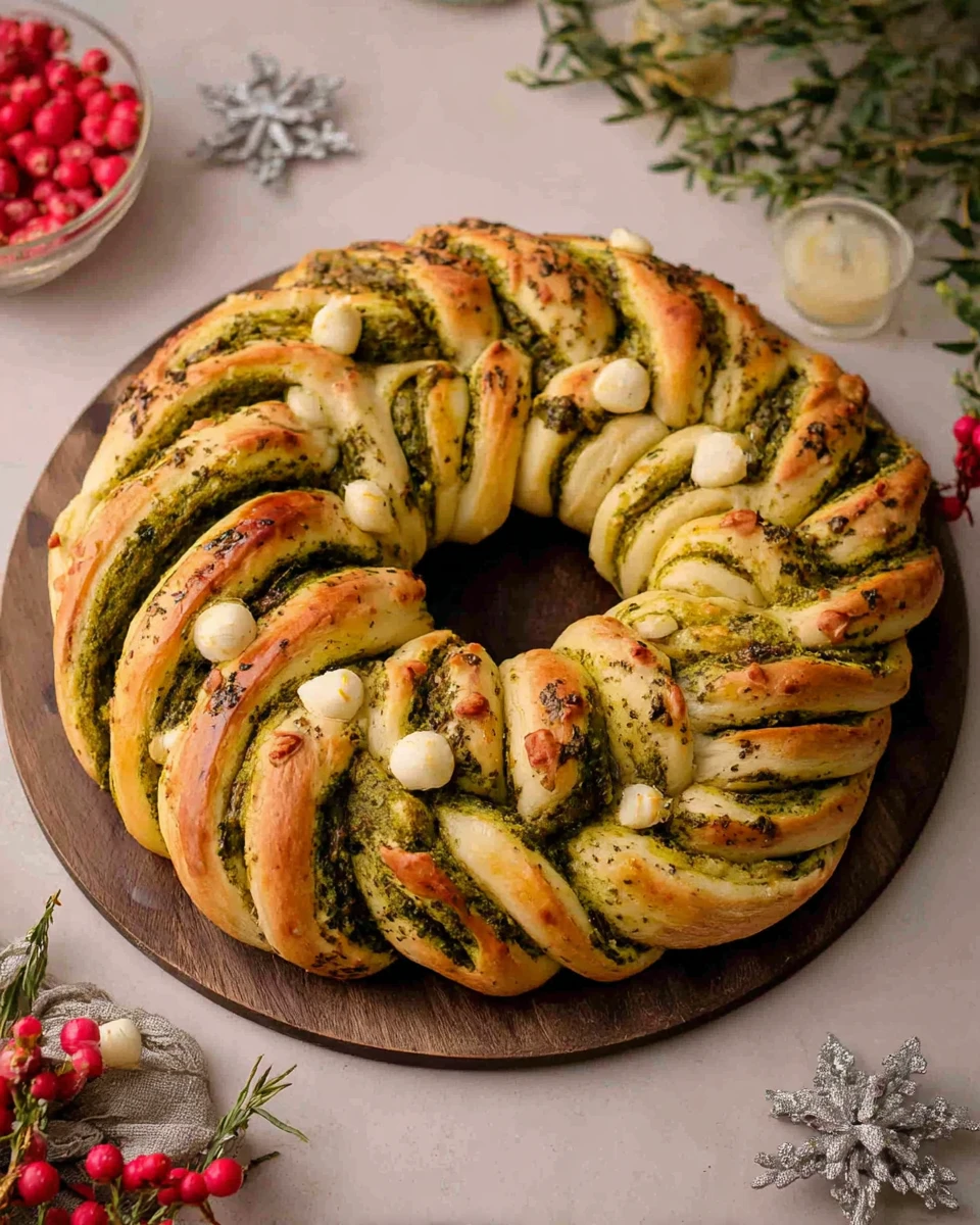 Vegan Pesto Bread Wreath 5 Vegan Pesto Bread Wreath