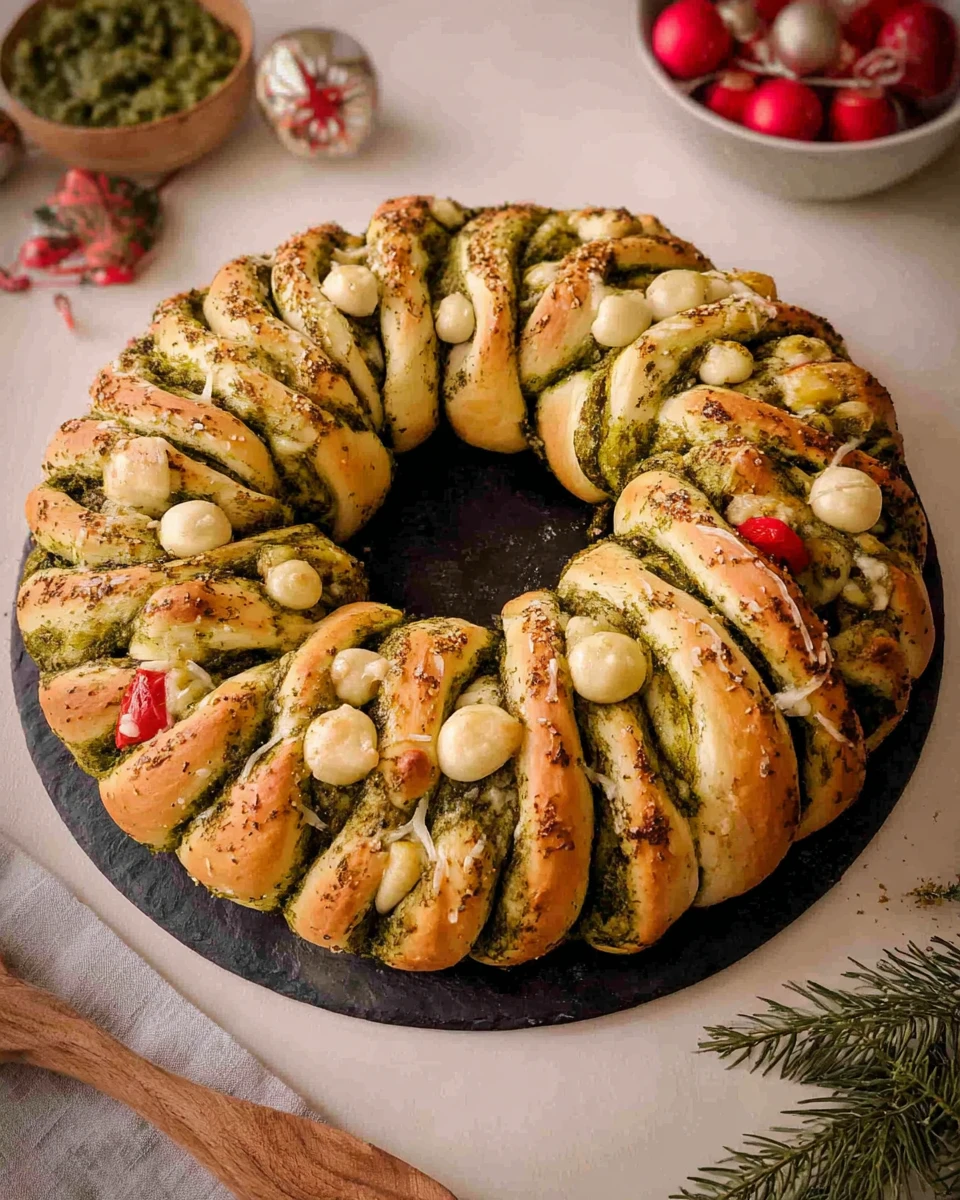 Vegan Pesto Bread Wreath 6 Vegan Pesto Bread Wreath