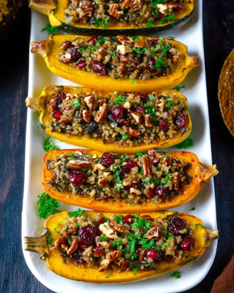 Wild Rice Stuffed Delicata Squash With Cranberries Pecans 0 2025 10 03