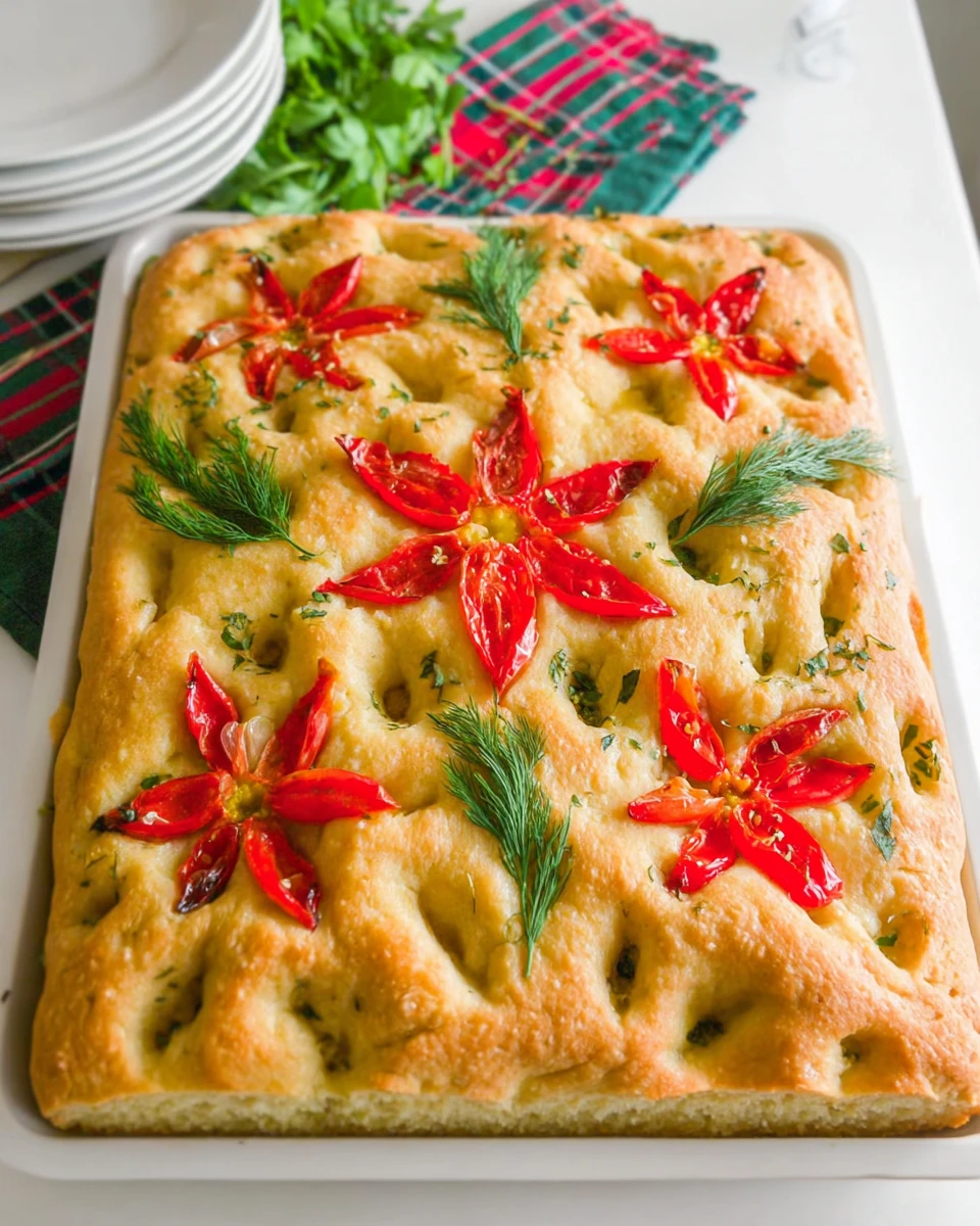 Christmas Poinsettia Focaccia Bread