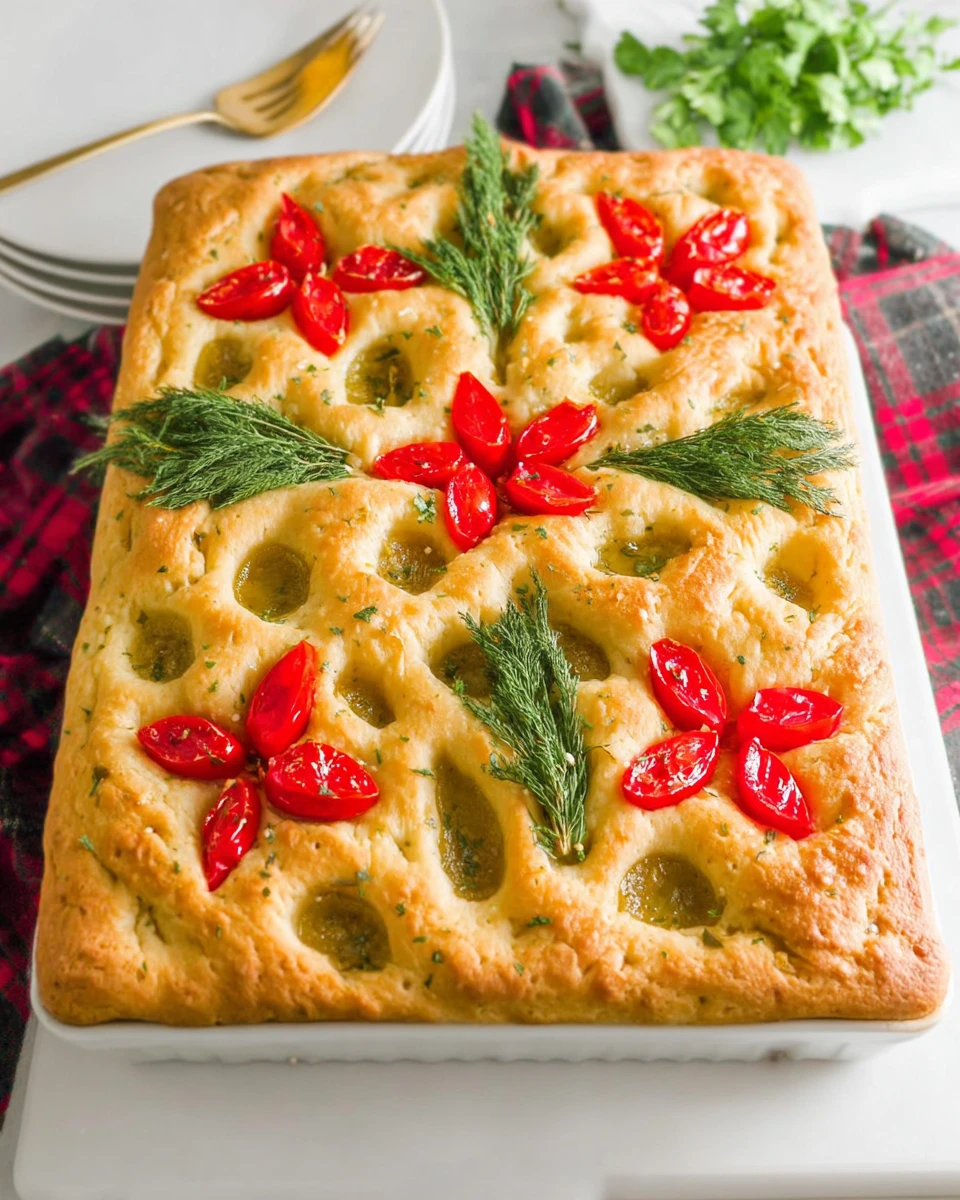 Christmas Poinsettia Focaccia Bread