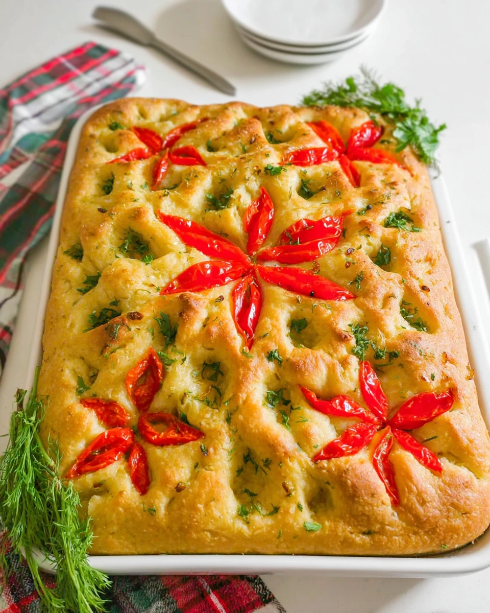 Christmas Poinsettia Focaccia Bread