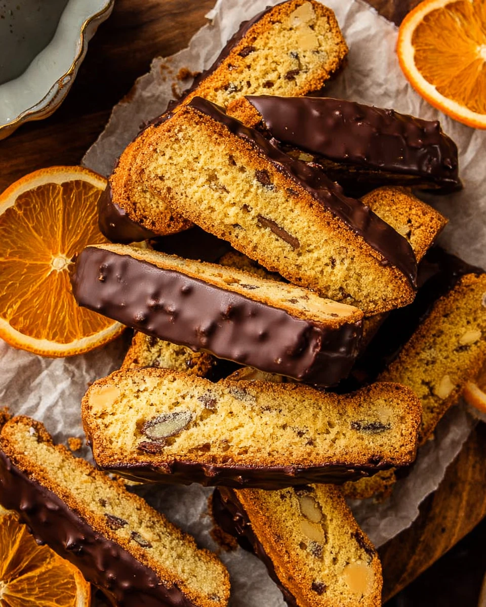 Homemade Chocolate Dipped Orange Biscotti