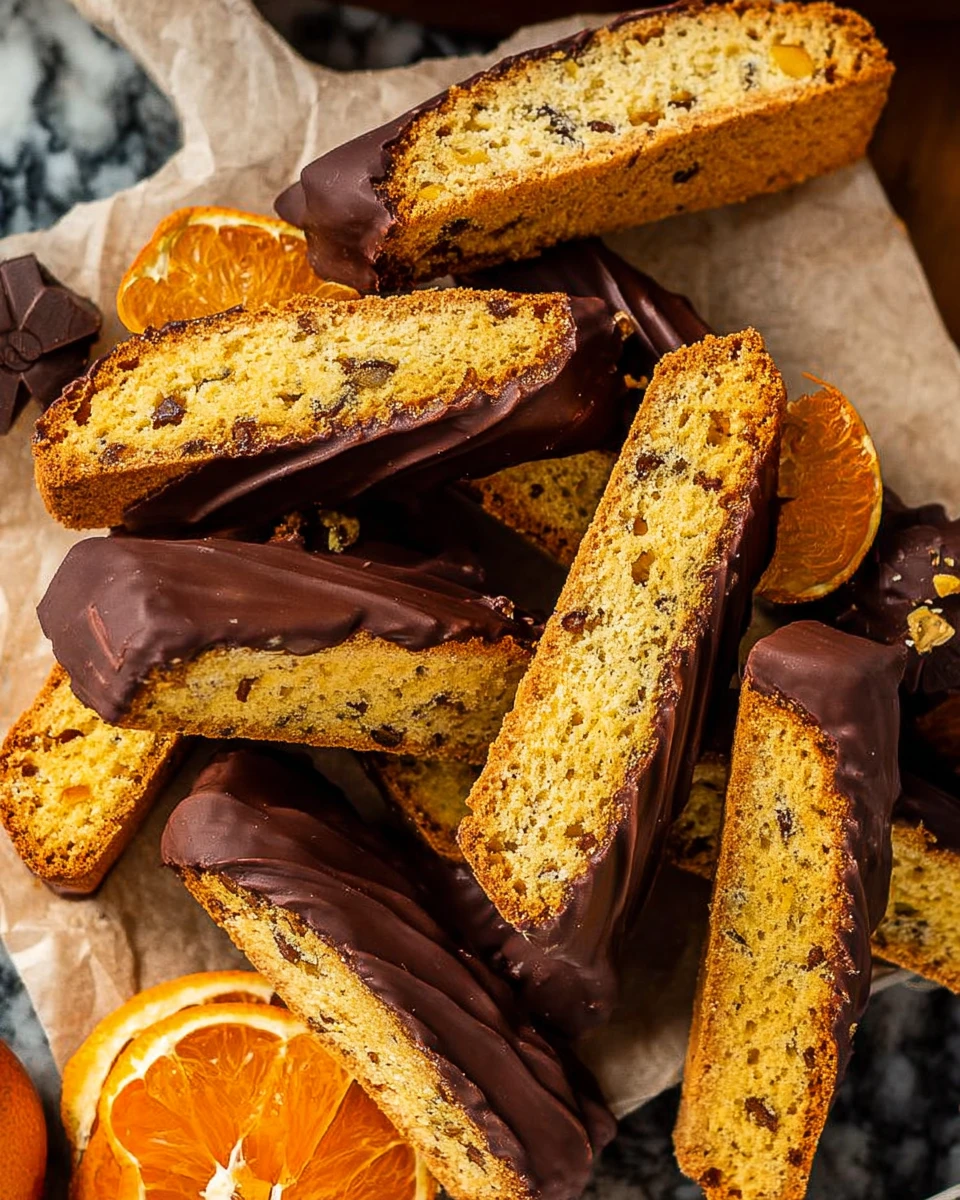 Homemade Chocolate Dipped Orange Biscotti