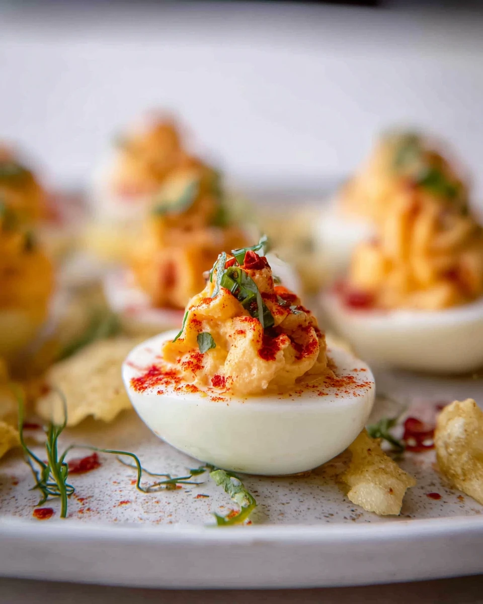 Pimento Cheese Deviled Eggs With Crushed Potato Chips 6 Pimento Cheese Deviled Eggs With Crushed Potato Chips