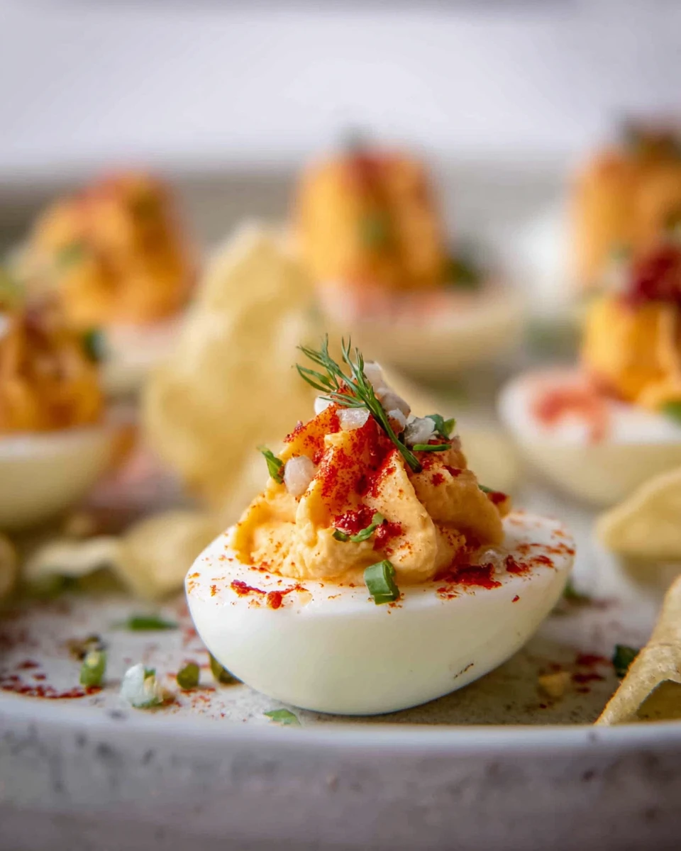 Pimento Cheese Deviled Eggs With Crushed Potato Chips 7 Pimento Cheese Deviled Eggs With Crushed Potato Chips