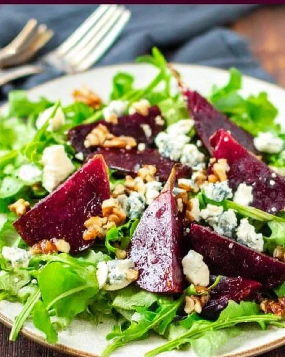 Red Wine Poached Pear Gorgonzola Salad