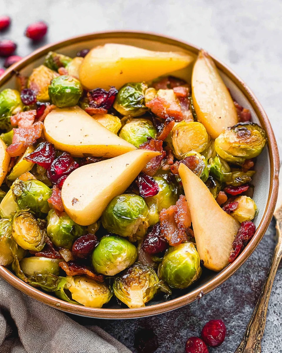 Roasted Brussels Sprouts With Bacon And Pears