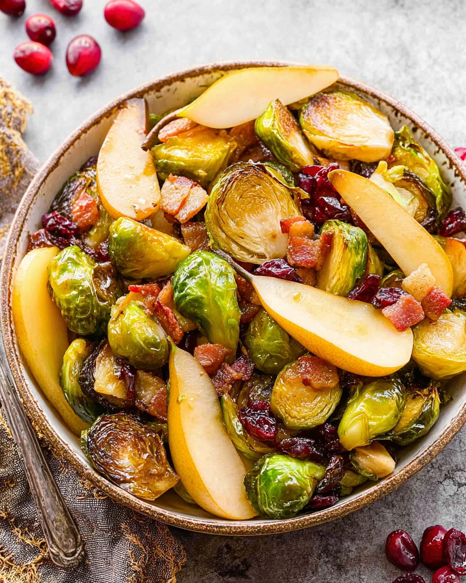 Roasted Brussels Sprouts With Bacon And Pears