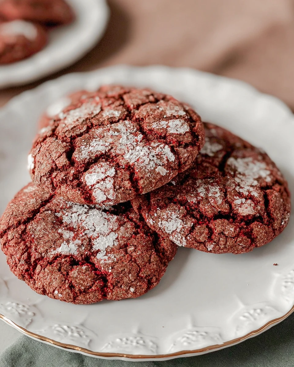 Vegan Red Velvet Crinkle Cookies