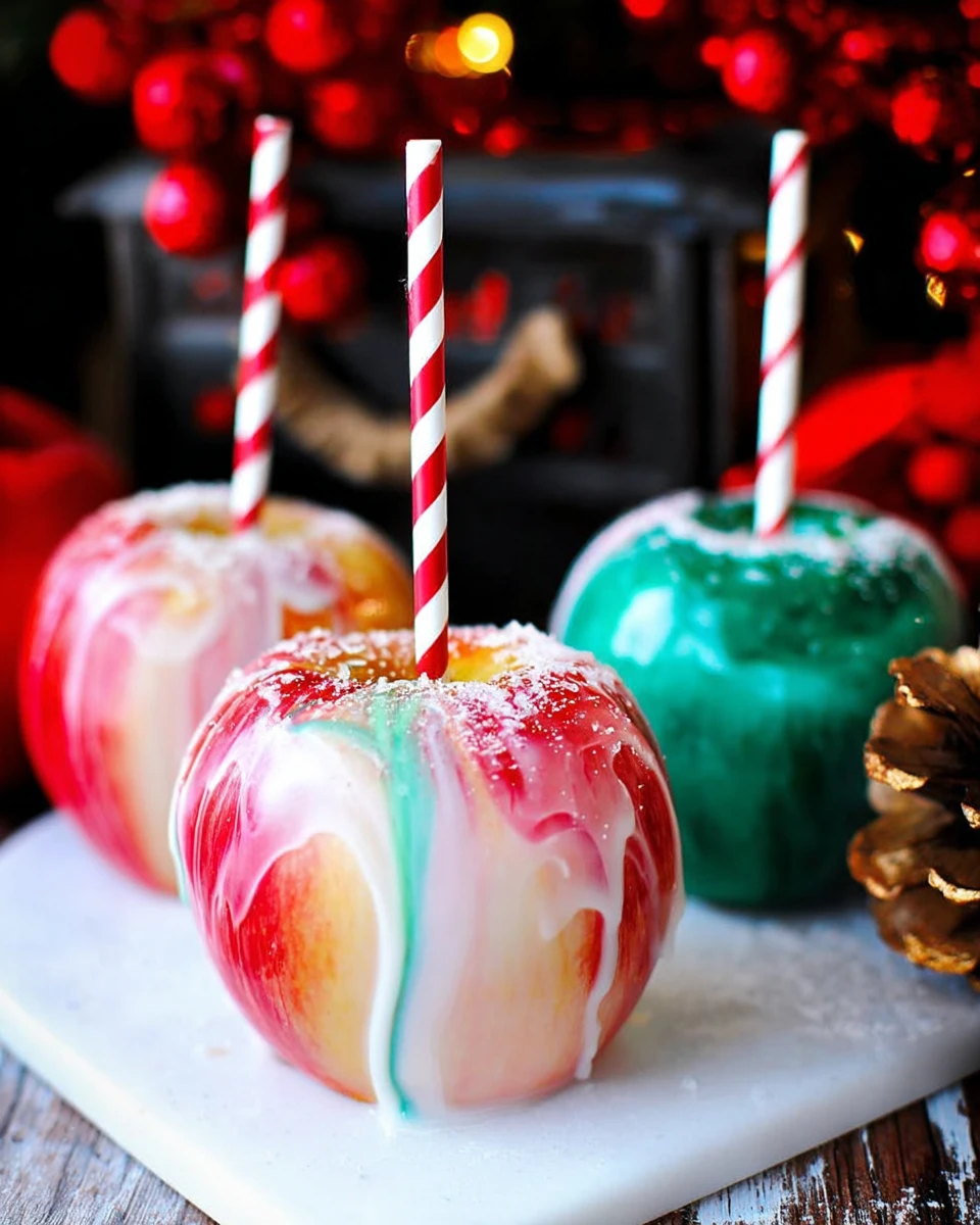 Christmas Marbled Dipped Apples