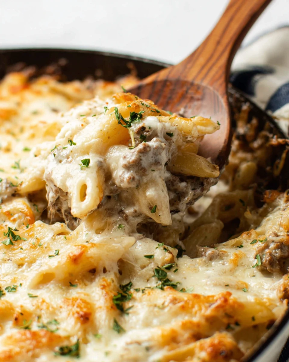 Ground Beef Alfredo Bake