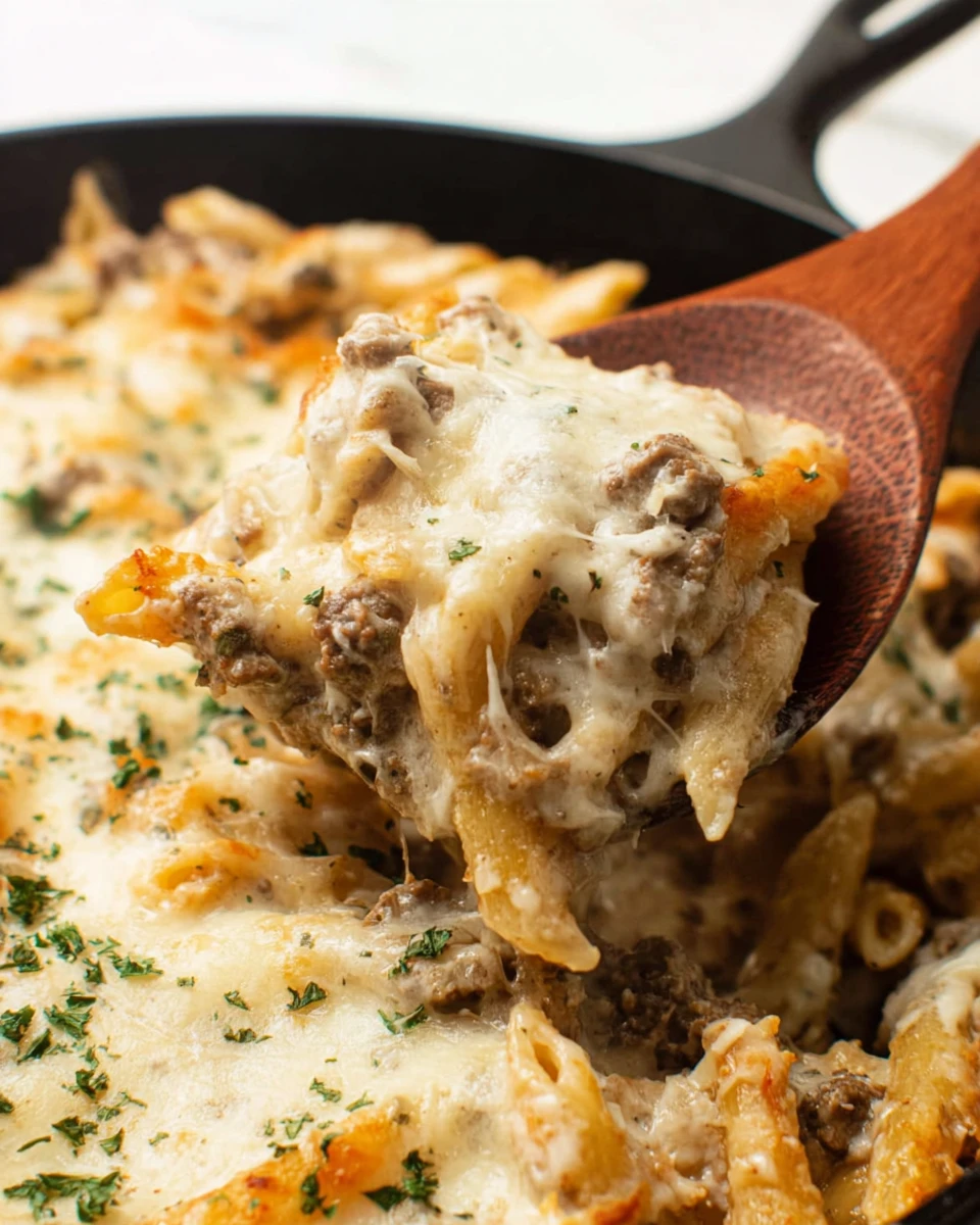 Ground Beef Alfredo Bake