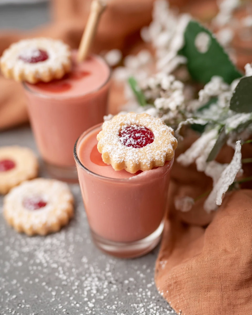 Raspberry Linzer Cookie Shots