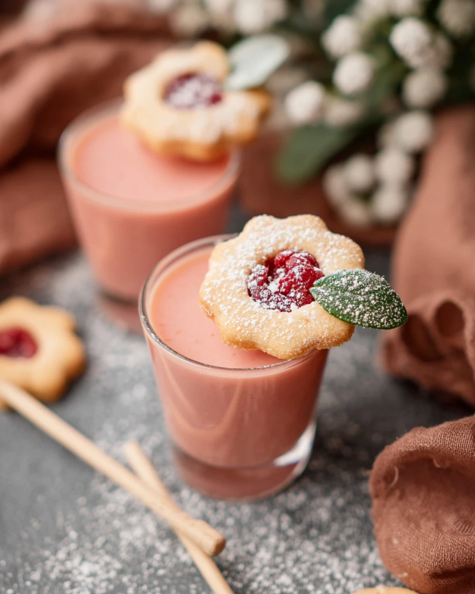 Raspberry Linzer Cookie Shots