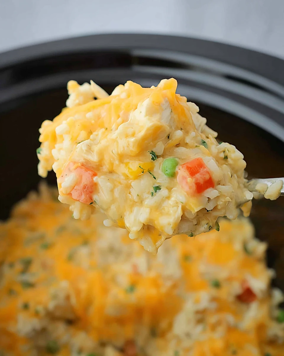 Slow Cooker Cheesy Chicken And Rice