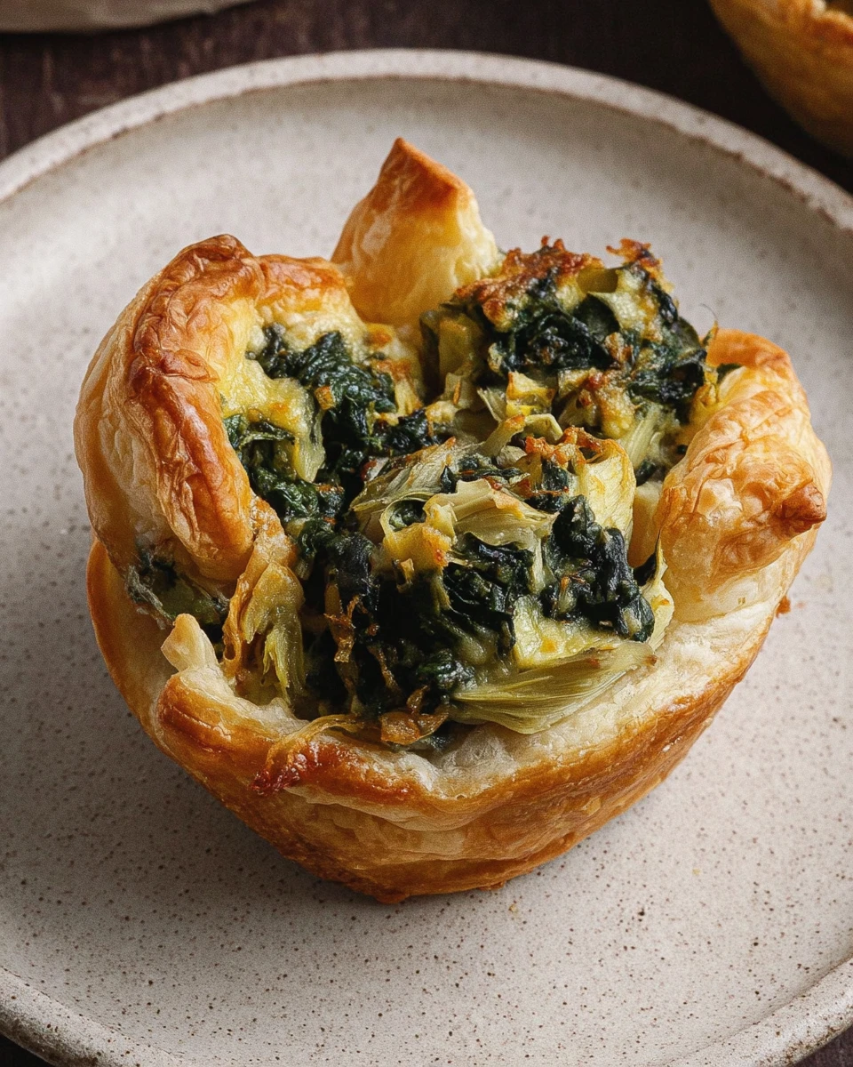 Spinach Artichoke Puff Pastry Bites