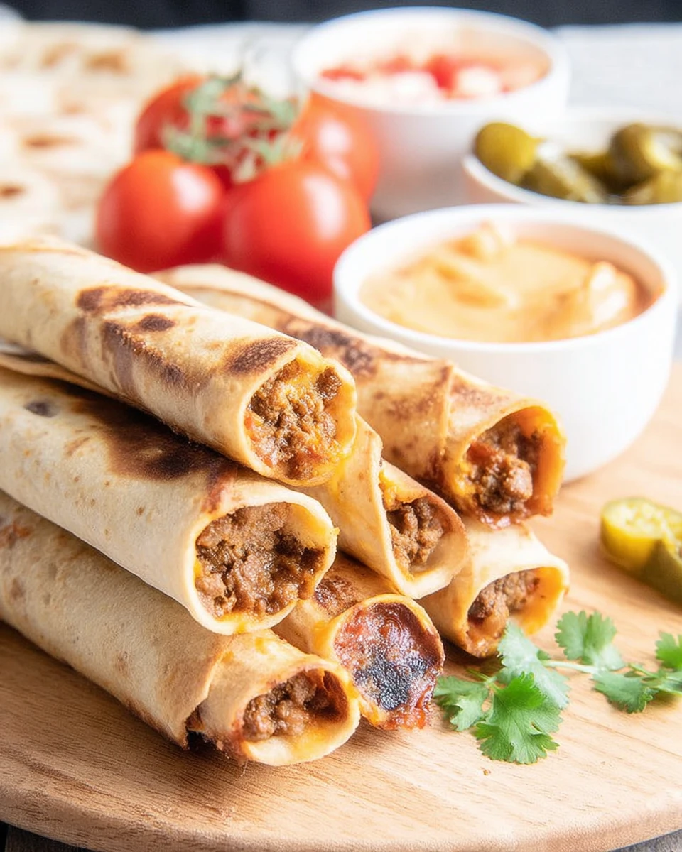 Baked Cheeseburger Taquitos