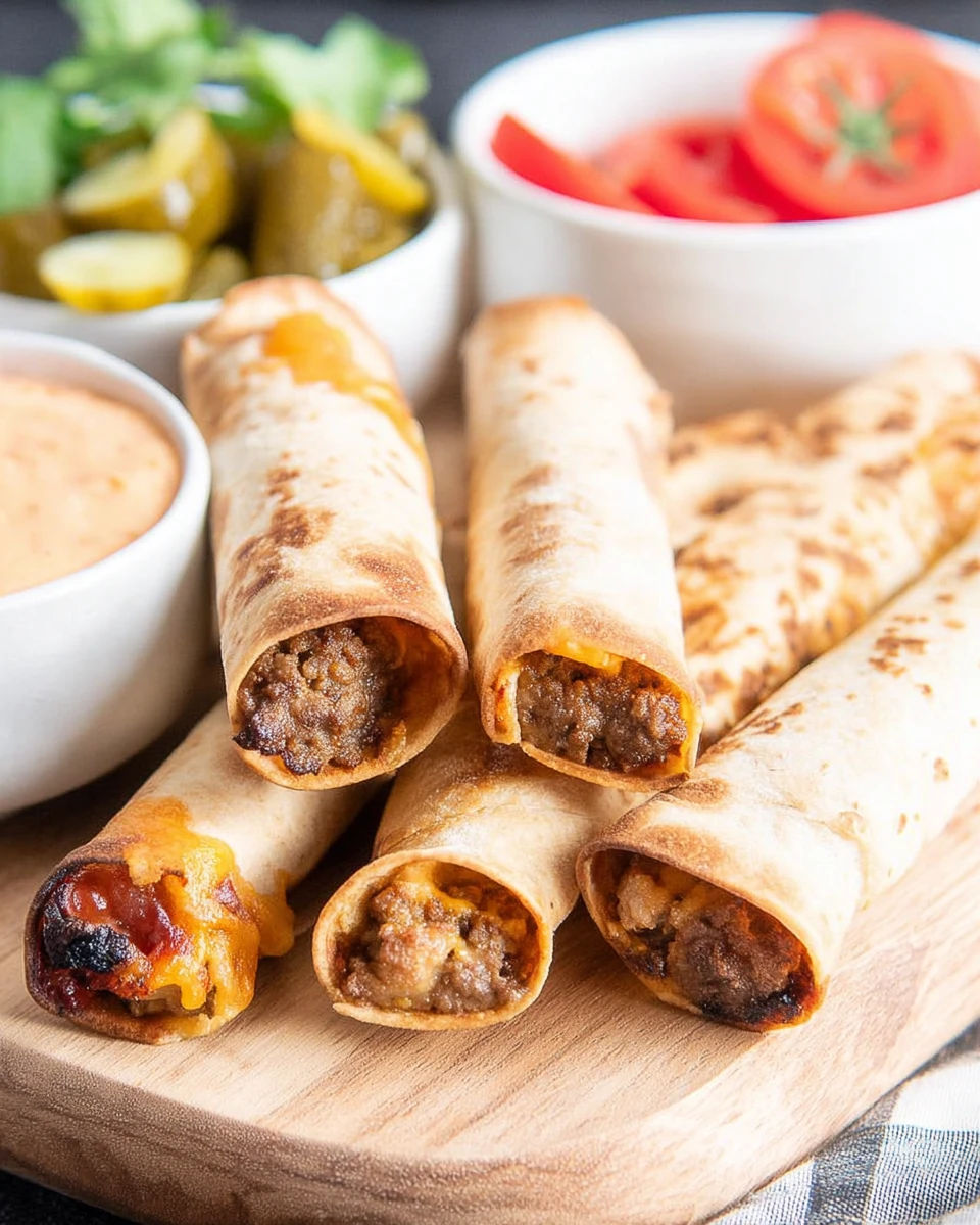 Baked Cheeseburger Taquitos
