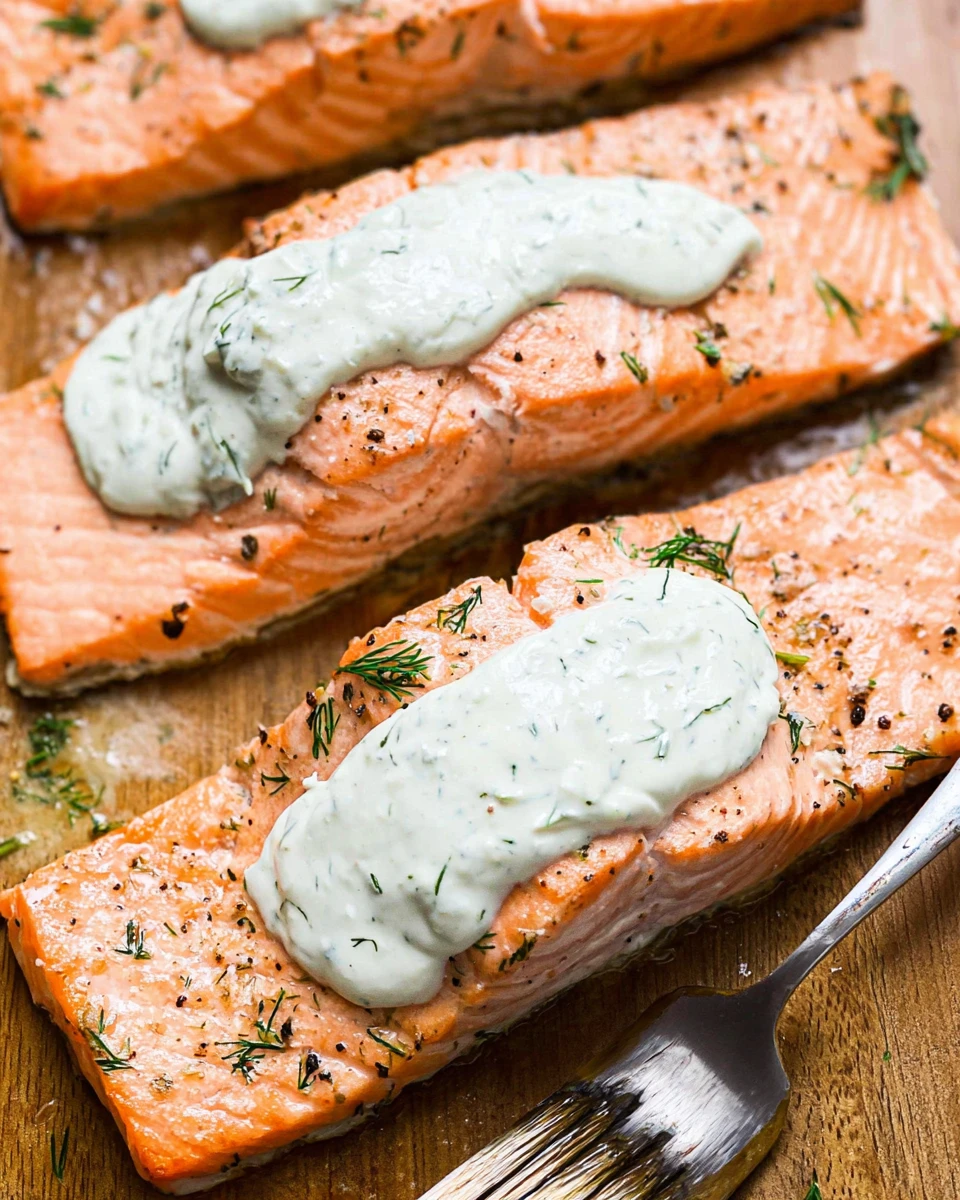 Baked Salmon With Lemon Dill Yogurt Sauce
