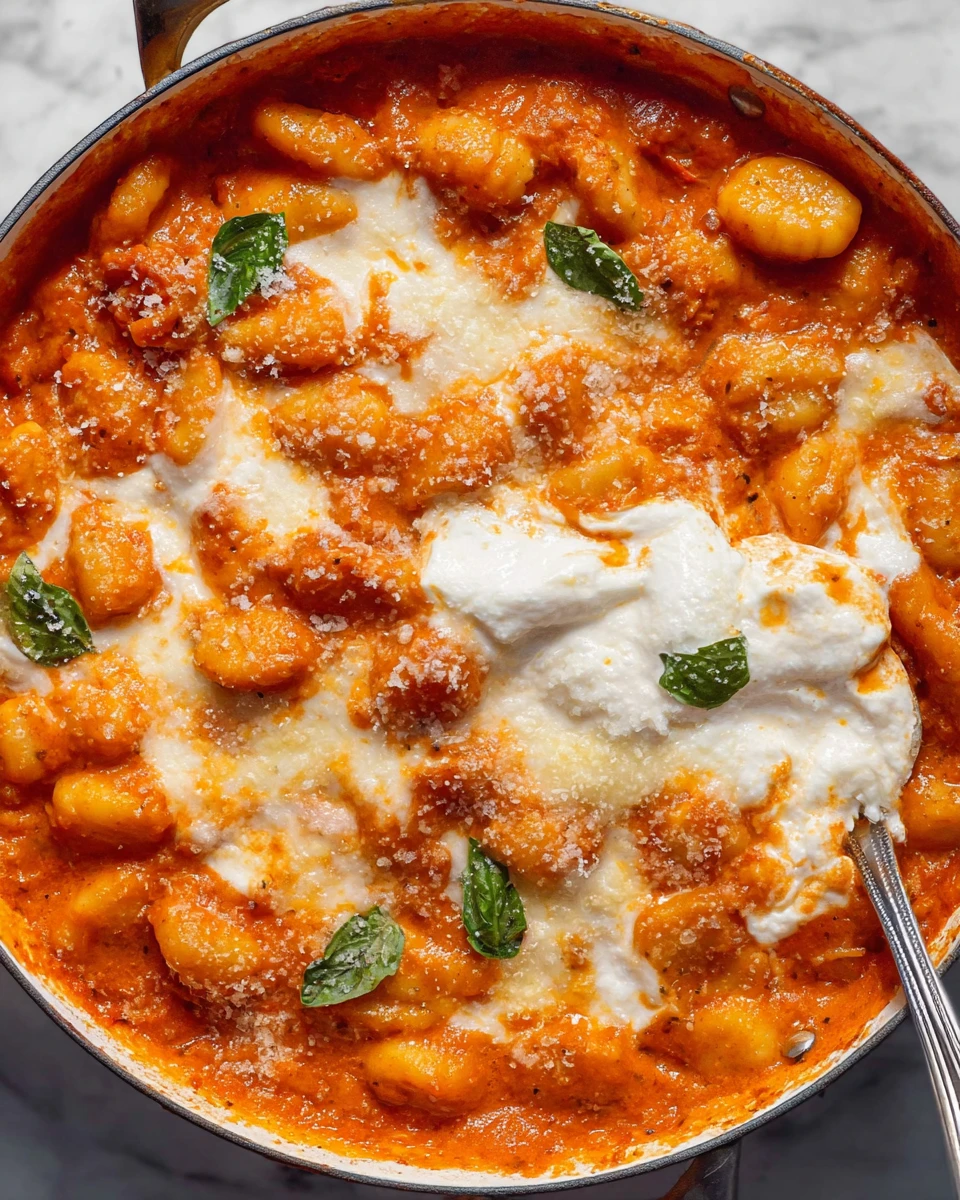 Baked Vodka Sauce Gnocchi With Burrata