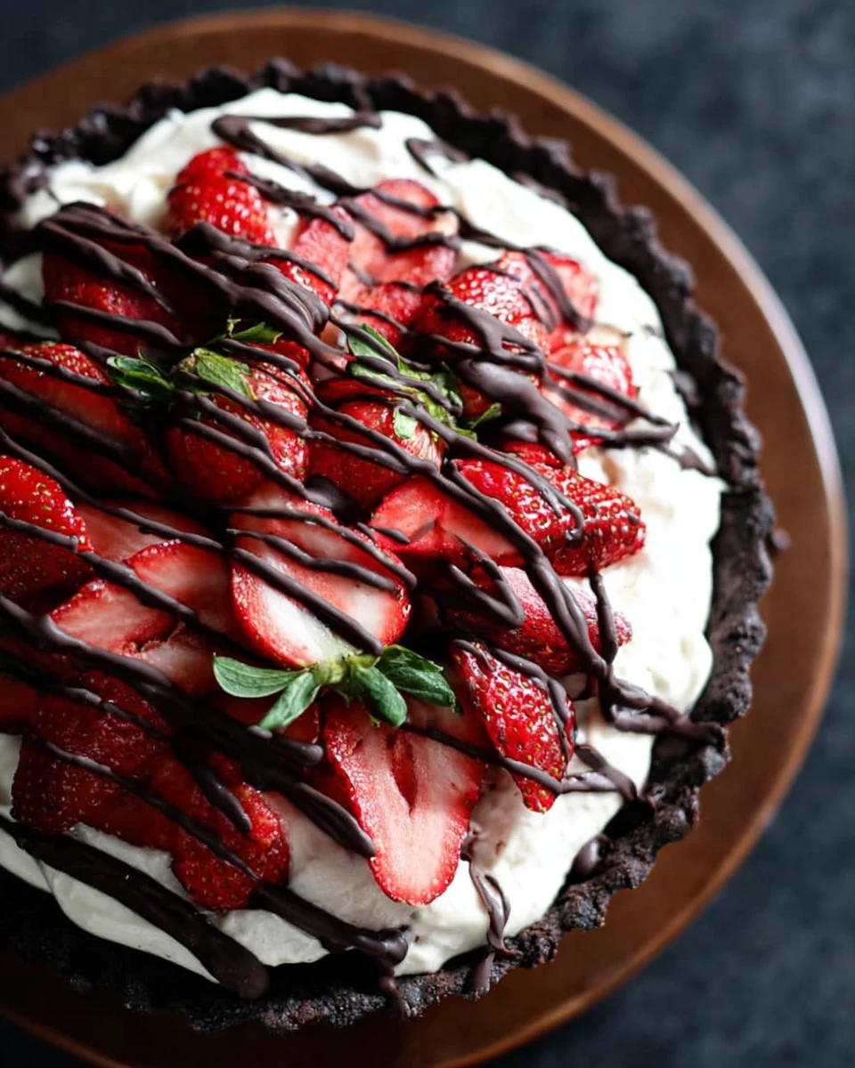 Chocolate Covered Strawberry Ice Cream Tart