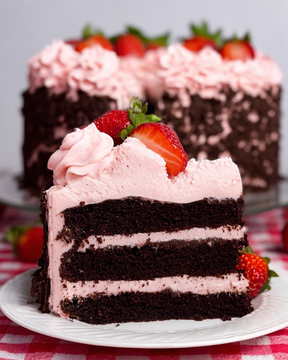 Chocolate Kahlua Cake With Strawberry Buttercream Frosting
