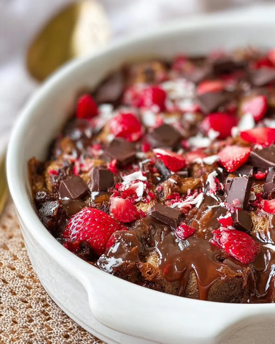 Gluten Free Chocolate Strawberry Bread Pudding