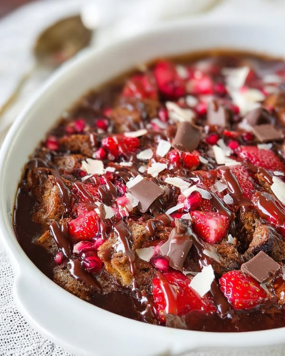 Gluten Free Chocolate Strawberry Bread Pudding