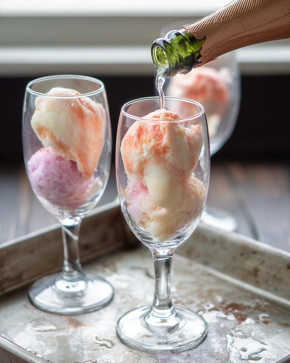 Rainbow Sherbet Champagne Floats