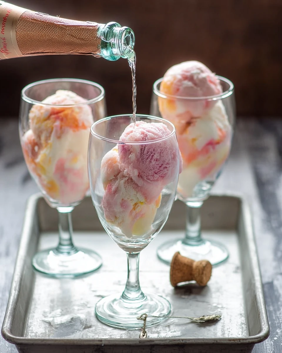 Rainbow Sherbet Champagne Floats