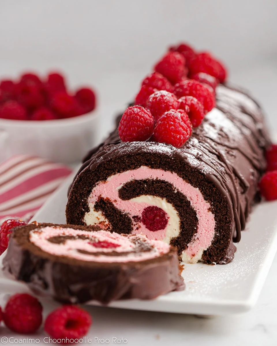 Raspberry Chocolate Swiss Roll