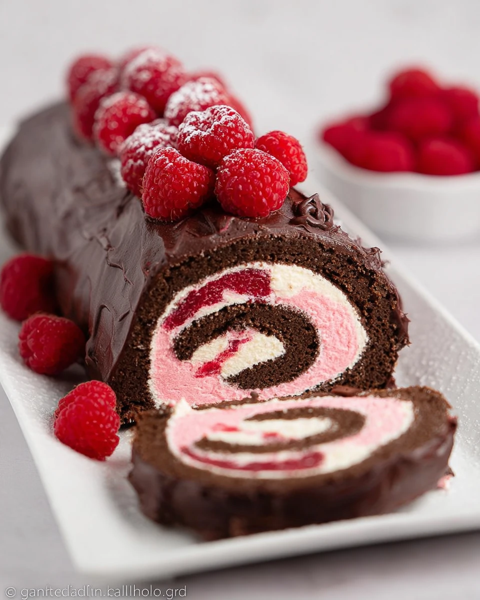 Raspberry Chocolate Swiss Roll