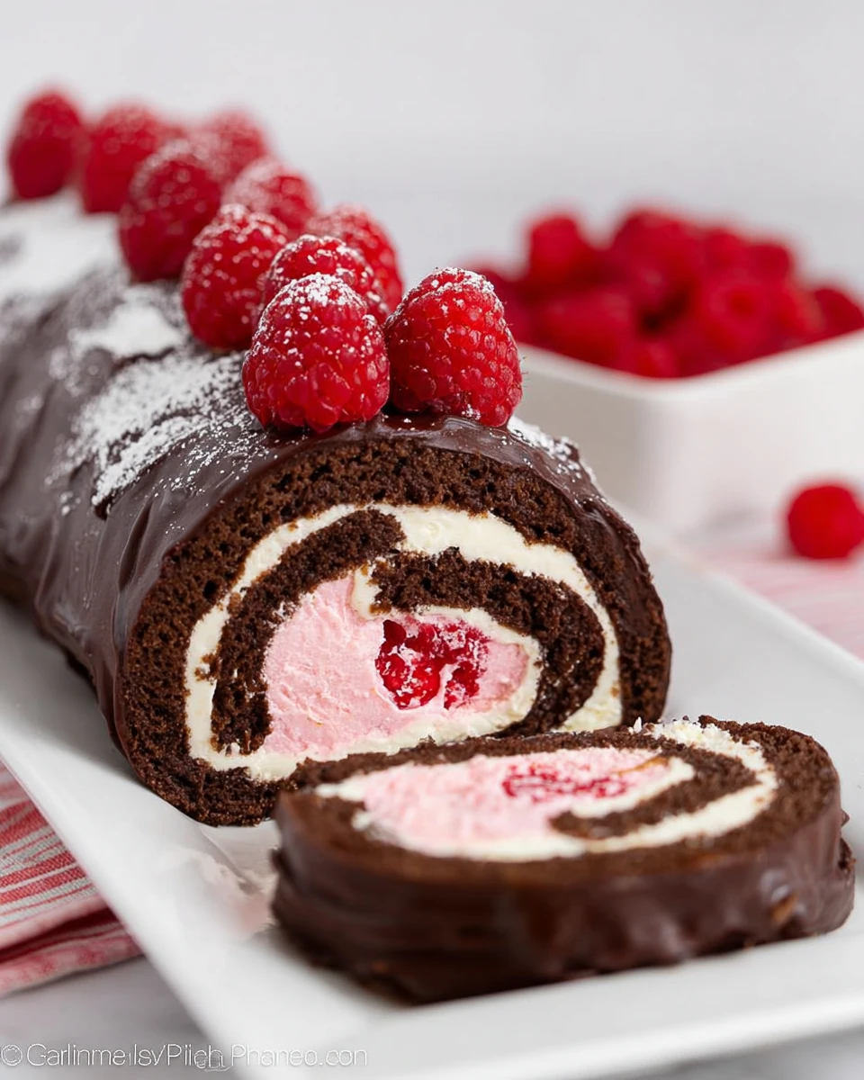 Raspberry Chocolate Swiss Roll