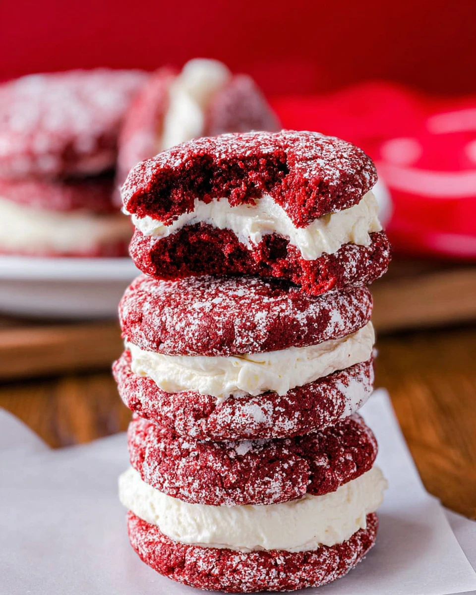 Red Velvet Sandwich Cookies 6 Red Velvet Sandwich Cookies