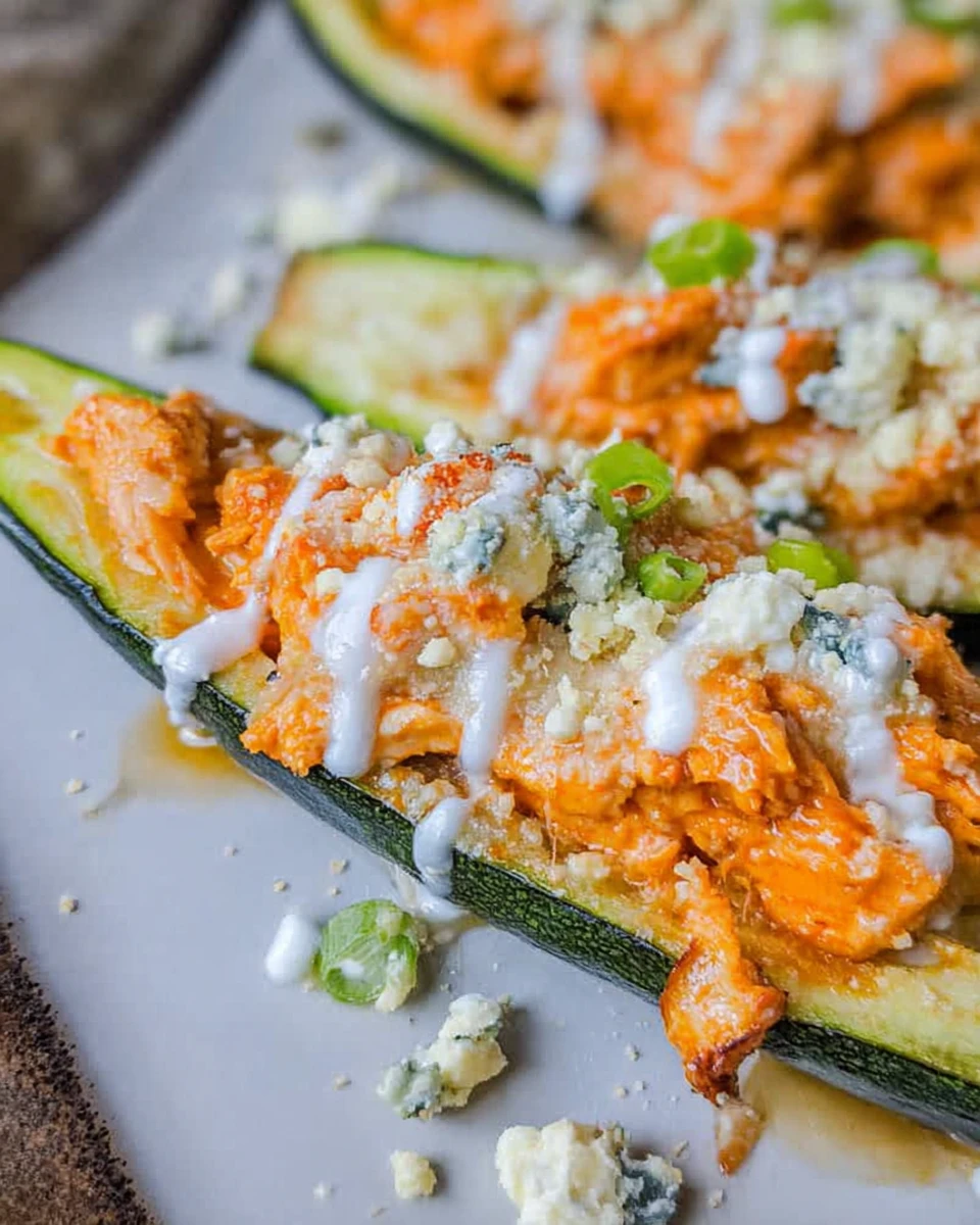 Buffalo Chicken Zucchini Boats