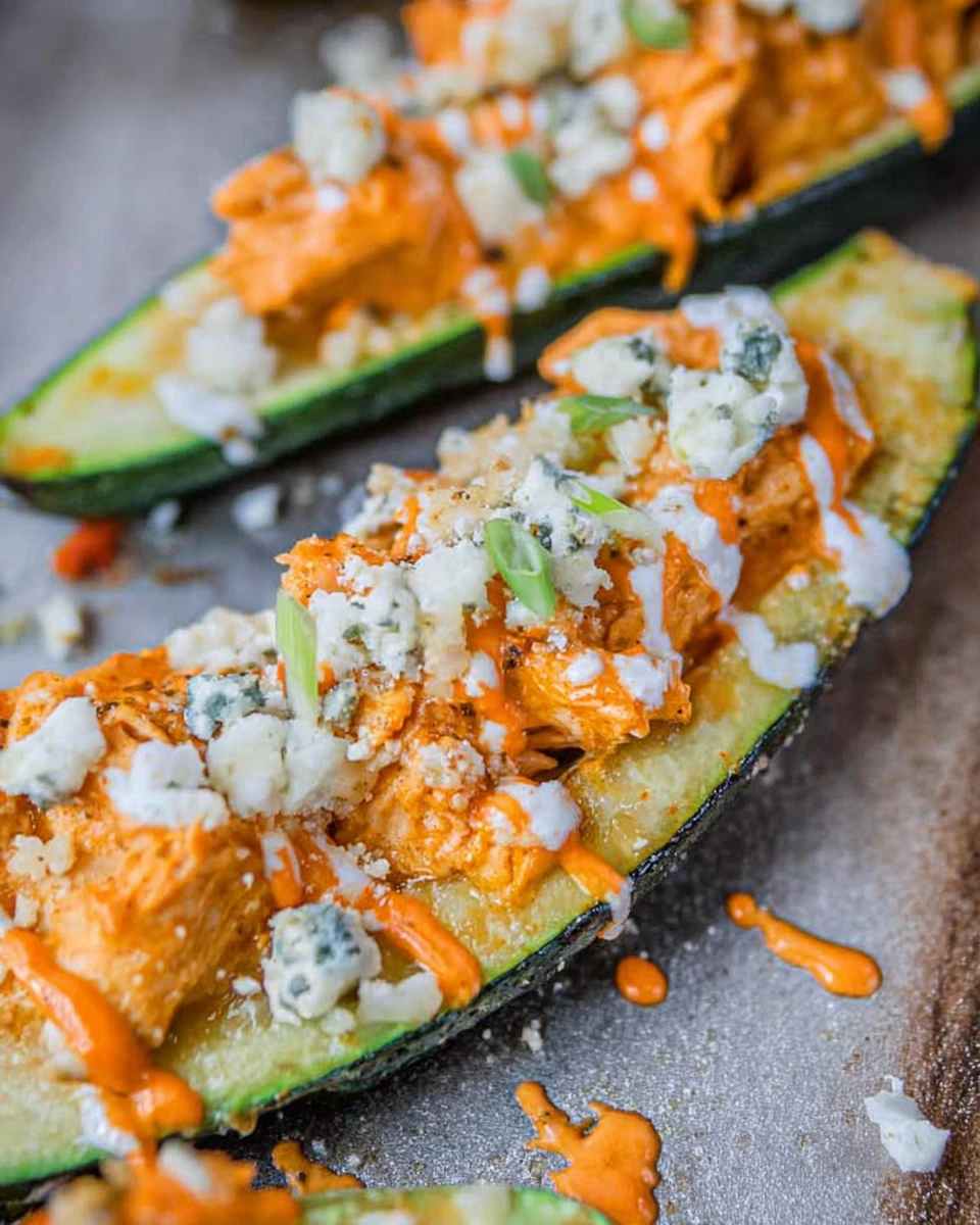 Buffalo Chicken Zucchini Boats