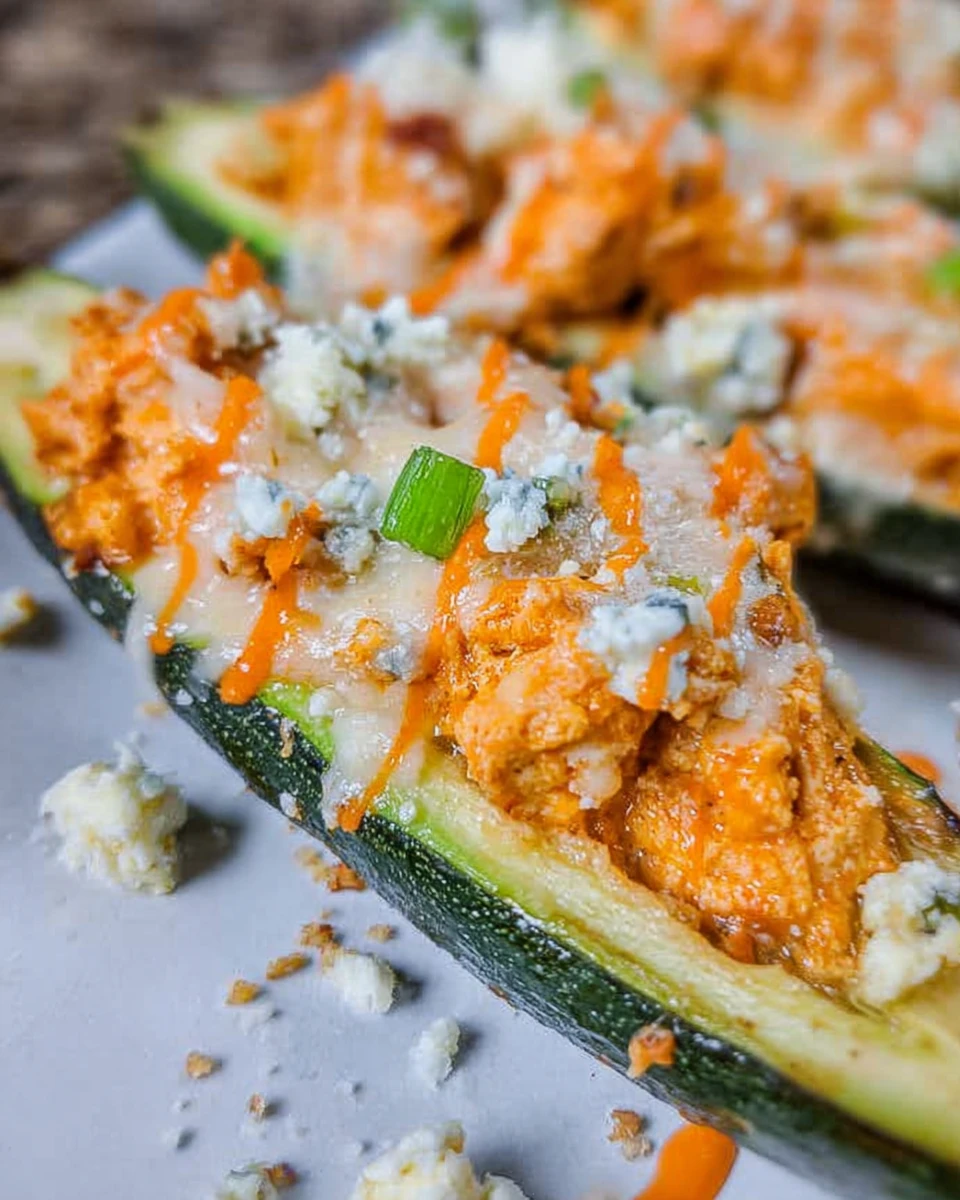 Buffalo Chicken Zucchini Boats