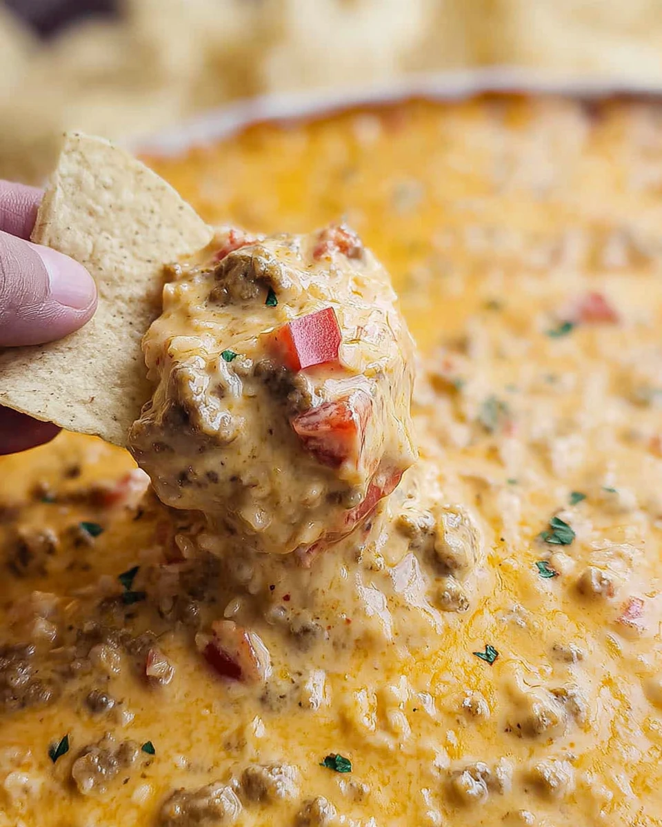Cheesy Hamburger Rice Dip