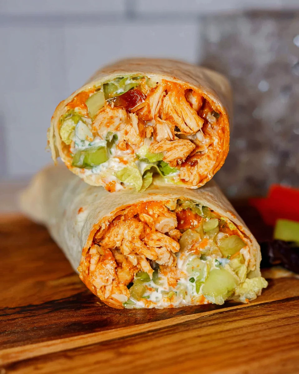 Healthy Buffalo Chicken Caesar Wraps