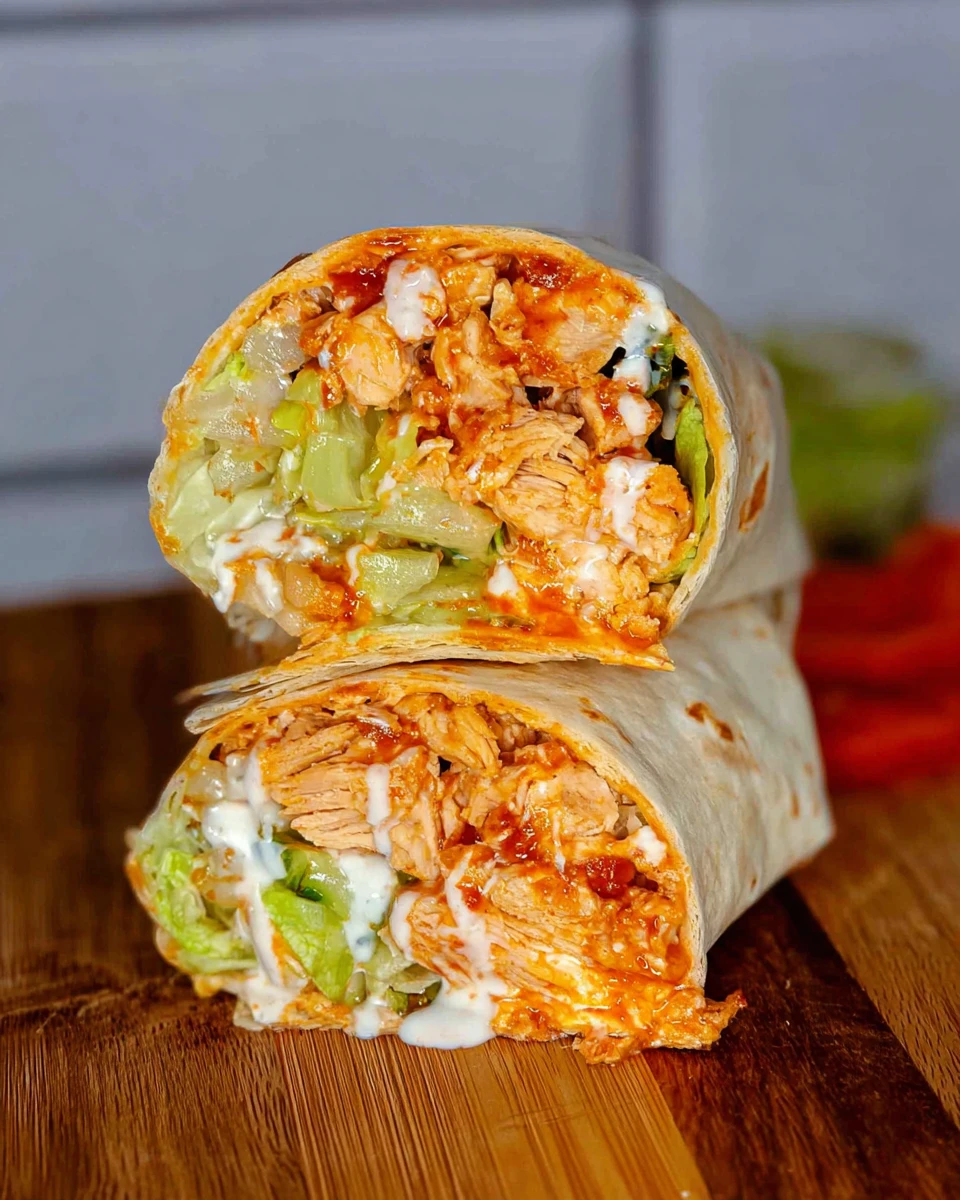 Healthy Buffalo Chicken Caesar Wraps