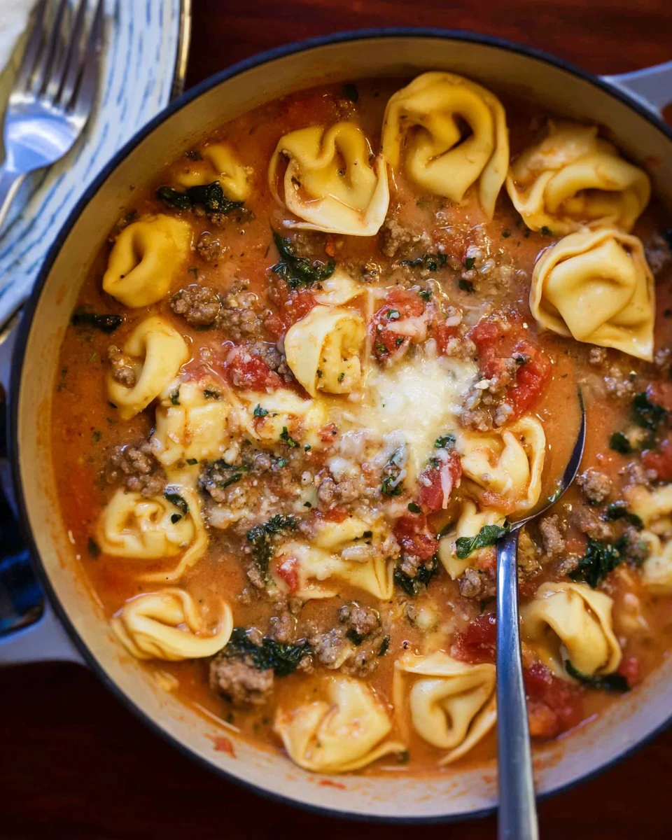 One Pot Italian Sausage Tortellini Soup