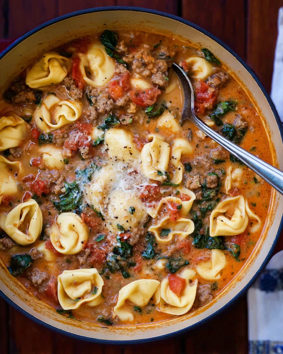 One Pot Italian Sausage Tortellini Soup