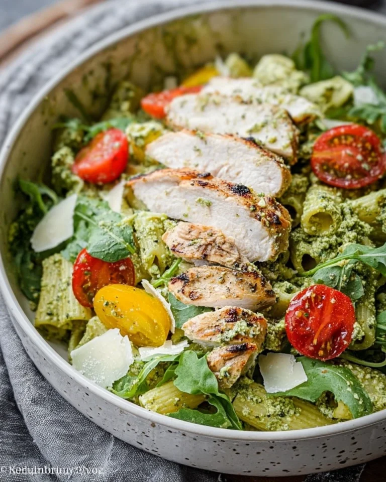 Pesto Pasta With Grilled Chicken Cherry Tomatoes And Arugula 0 2026 02 25