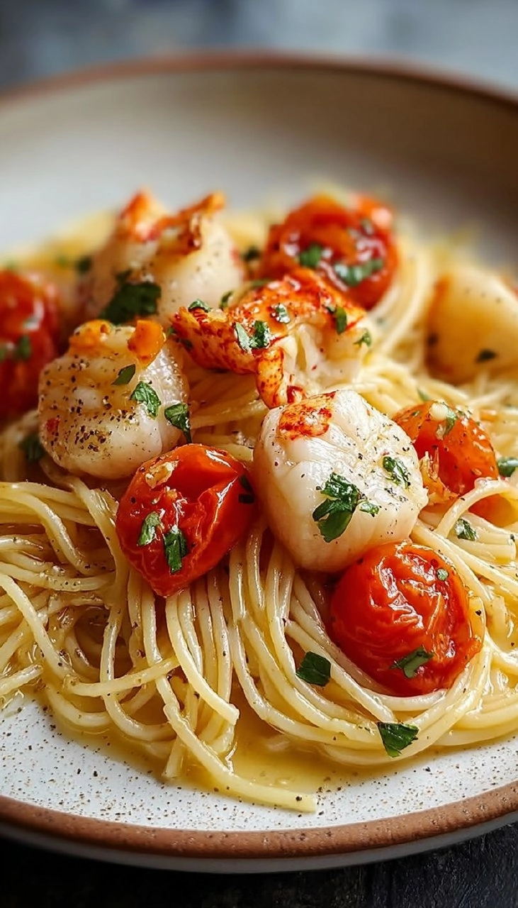 Buttered Lobster Pasta With Cherry Tomatoes